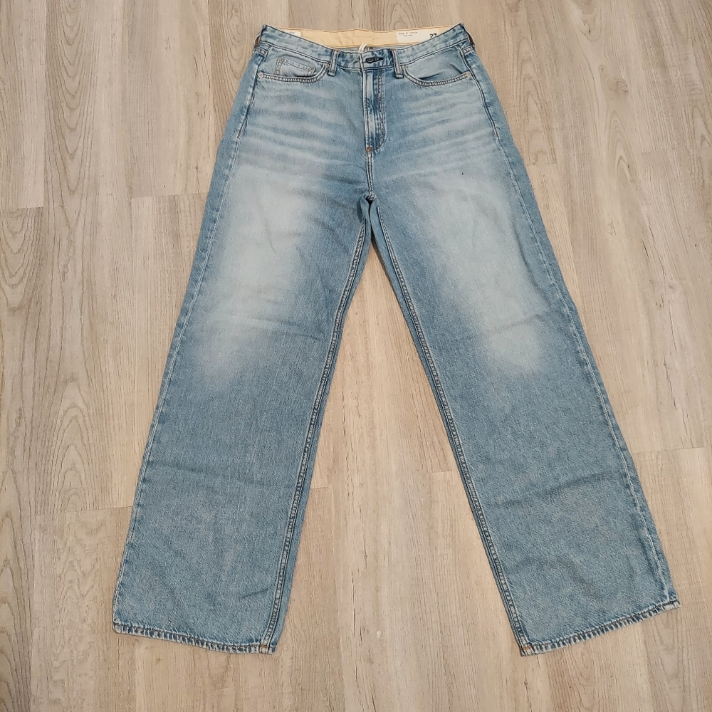 rag & bone Featherweight Logan Mid-Rise Wide-Leg Jeans Sz 27 - Picture 11 of 12